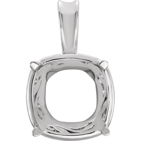 Sterling Silver 12mm Cushion Pendant Mounting