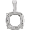 Sterling Silver 12mm Antique Square Pendant Mounting