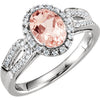 14K White Gold Morganite & 1/5 CTW Diamond Ring (Size 6)