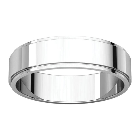 14k White Gold 5mm Flat Edge Band, Size 7.5