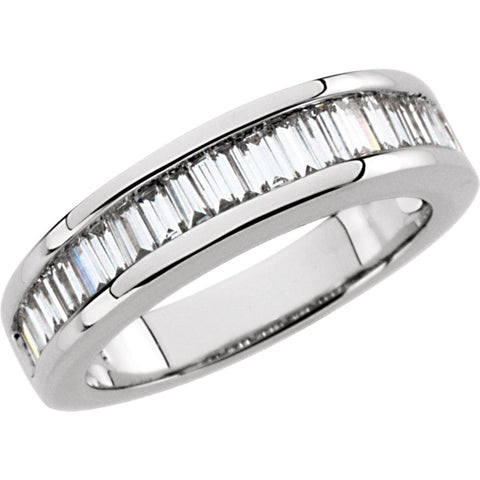 14k White Gold 1 CTW Diamond Baguette Anniversary Band Size 7