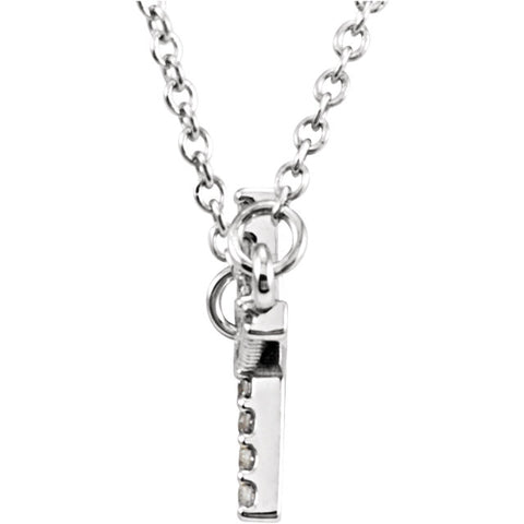 Platinum 1/10 CTW Diamond Sideways Cross 16-18" Necklace