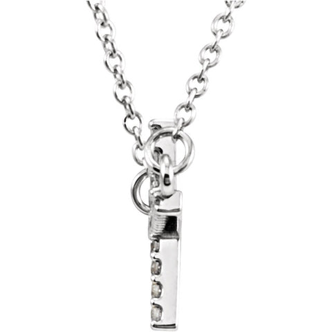 14k White Gold 1/10 CTW Diamond Sideways Cross 16-18" Necklace