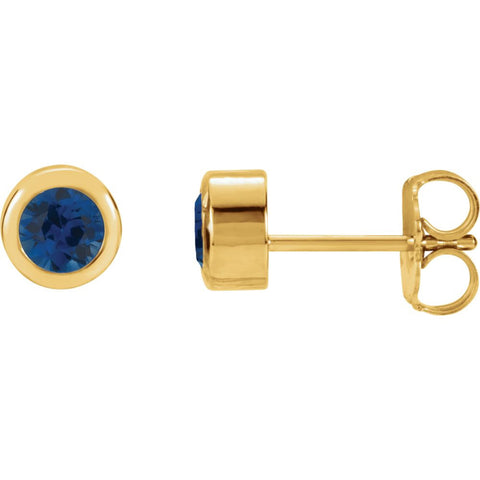 14k Yellow Gold Chatham® Created Blue Sapphire Earrings