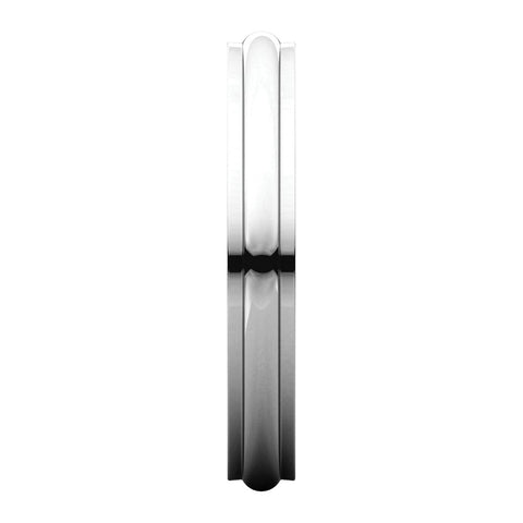 14k White Gold 3mm Half Round Edge Band, Size 5.5