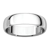 18k White Gold 5mm Half Round Light Band, Size 9