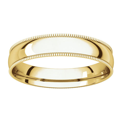 14k Yellow Gold 4mm Light Comfort Fit Milgrain Band , Size 6