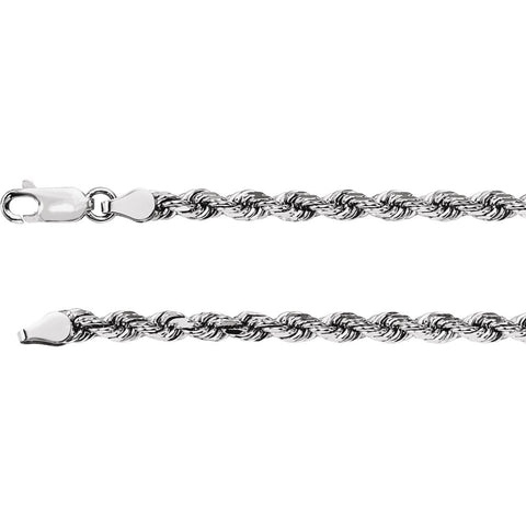 14k White Gold 3.9mm Diamond Cut Rope 20" Chain