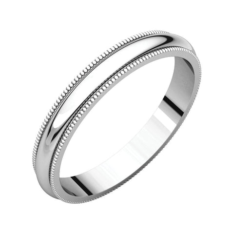 Sterling Silver 3mm Milgrain Band, Size 15