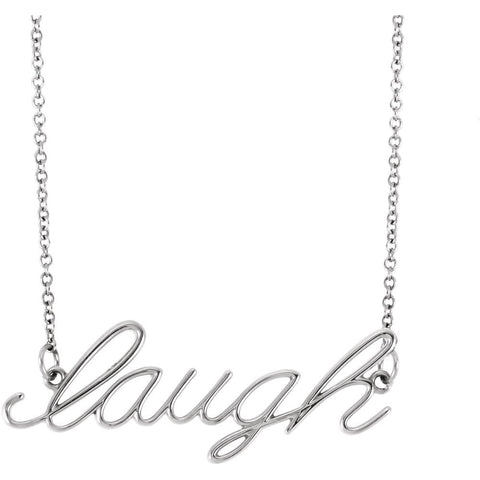 14k White Gold "Laugh" 16.5" Necklace