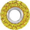 Sterling Silver 12x8mm Citrine-Colored Crystal Pavé Bead