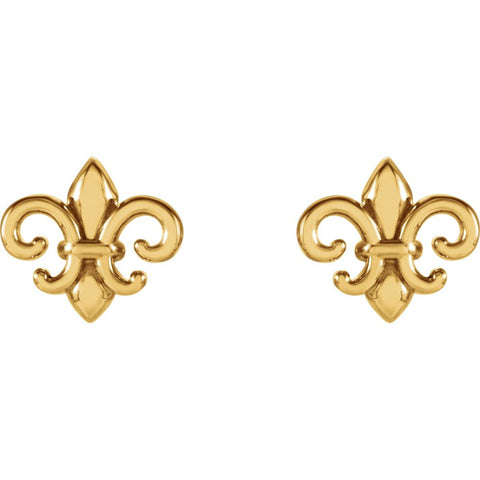 14k Yellow Gold Fleur-De-Lis Earrings