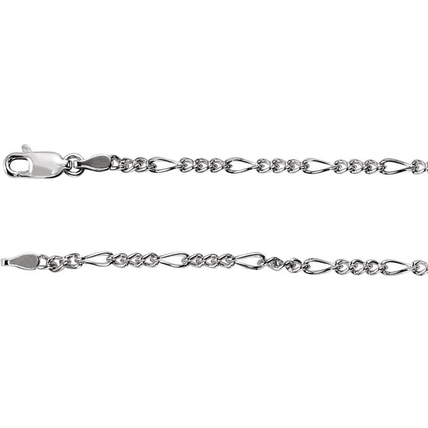 Sterling Silver 2.5mm Figaro 16" Chain