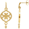 14k Yellow Gold Granulated Design Fashion Dangle Earrings with Backs