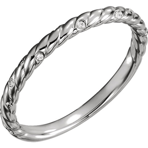 14k White Gold .04 CTW Diamond Rope Band, Size 7