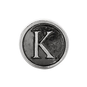 Sterling Silver 10.6mm Letter "K" Alpha Cylinder Bead