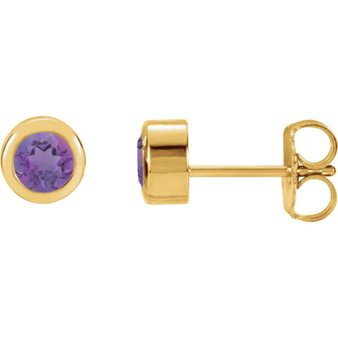 14k Yellow Gold Amethyst Earrings