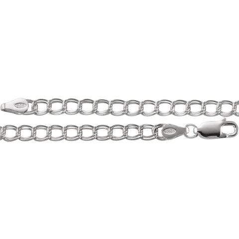 Sterling Silver 4mm Solid Charm 7" Bracelet