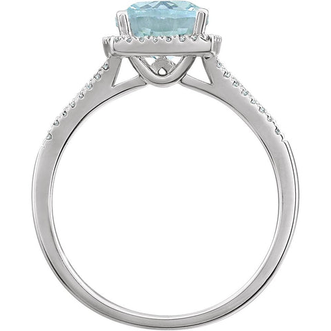 14k White Gold Aquamarine & 1/5 CTW Diamond Ring