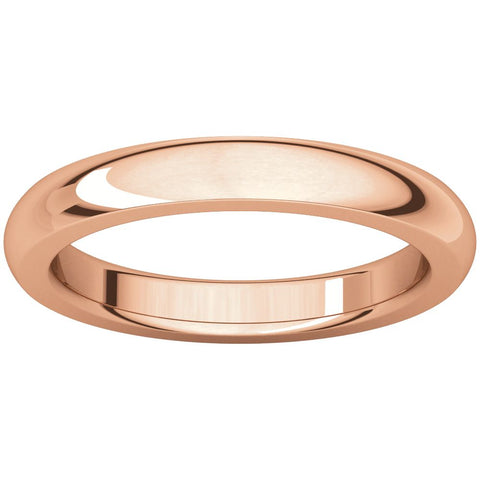 14k Rose Gold 3mm Heavy Comfort Fit Band, Size 7