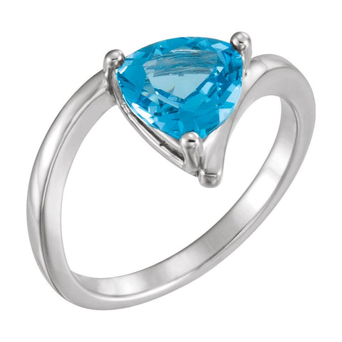 14k White Gold Swiss Blue Topaz Ring, Size 7