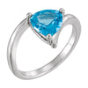 14k White Gold Swiss Blue Topaz Ring, Size 7