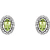 14k White Gold Peridot & .08 CTW Diamond Earrings
