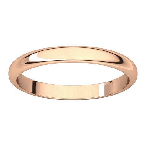 14k Rose Gold 2.5mm Half Round Band, Size 7