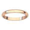 14k Rose Gold 2.5mm Half Round Band, Size 7