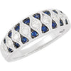 1/4 CTTW Genuine Blue Sapphire and Diamond Ring in 14k White Gold ( Size 6 )