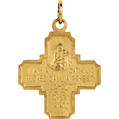14k Yellow Gold 18x18mm Four-Way Cross Medal