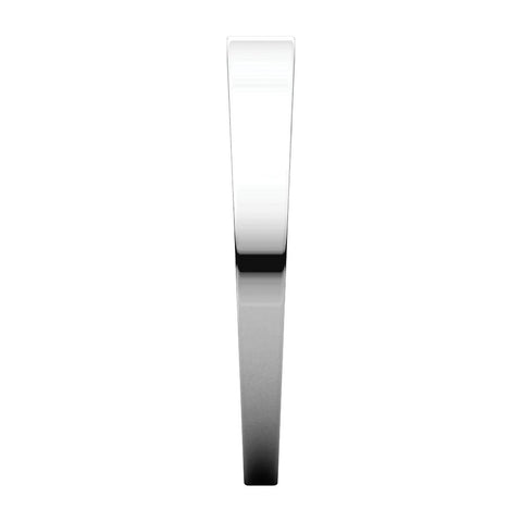 14k White Gold 3mm Flat Tapered Band, Size 10