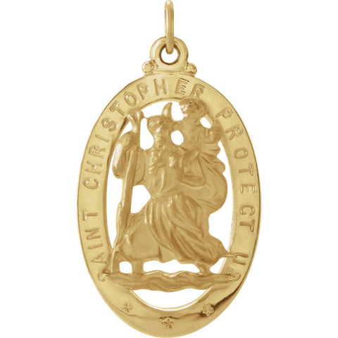 14k Yellow Gold 25x18mm Oval St. Christopher Medal