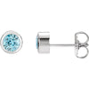 14k White Gold Blue Zircon Earrings