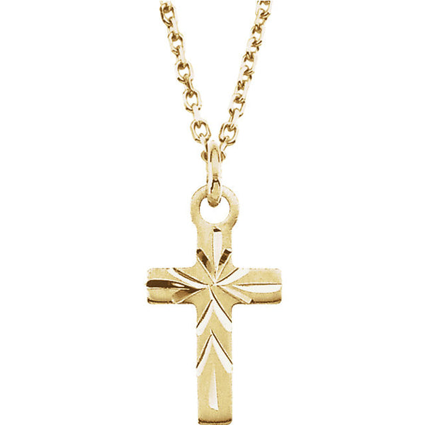 14k Yellow Gold 9.5x6.5mm Youth Cross Necklace