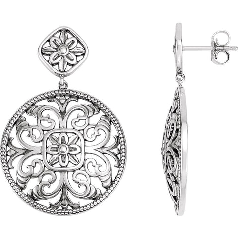 14k White Gold Filigree Earrings