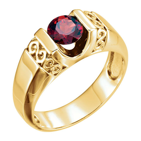 14k Yellow Gold Men's Mozambique Garnet Ring, Size 11