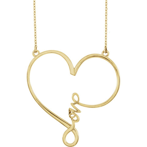 14k Yellow Gold "Love" Heart Infinity-Inspired 18" Necklace