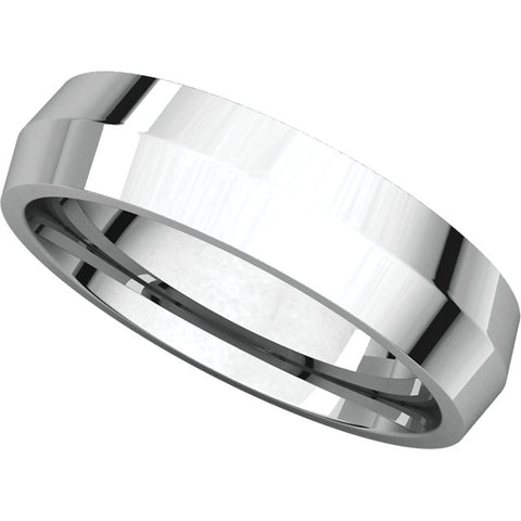 14k White Gold 5mm Knife Edge Comfort Fit Band, Size 8.5
