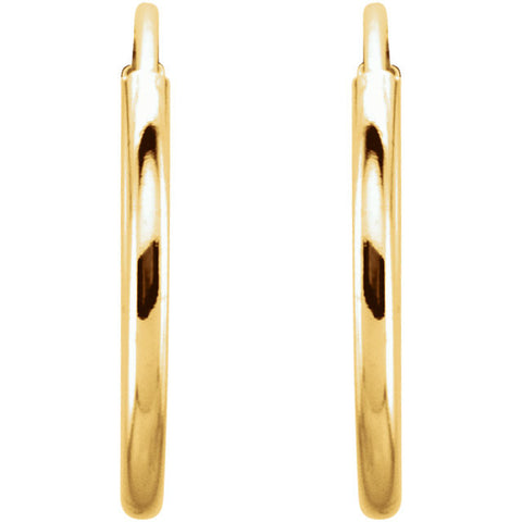 14k Yellow Gold 12mm Endless Hoop Earrings