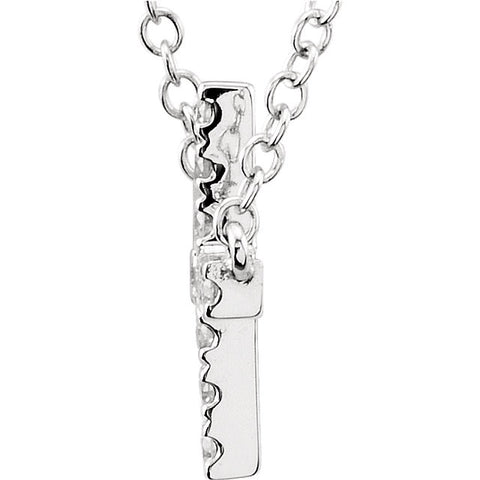 14k White Gold 1/5 CTW Diamond Sideways Cross 18" Necklace