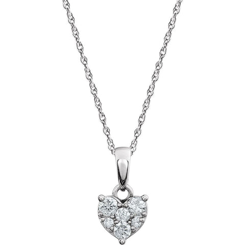 14k White Gold 1/5 CTW Diamond Cluster Necklace