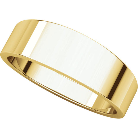 14k Yellow Gold 6mm Flat Tapered Band, Size 10