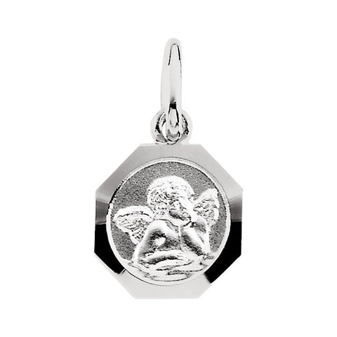 14k White Gold 8mm Angel Pendant