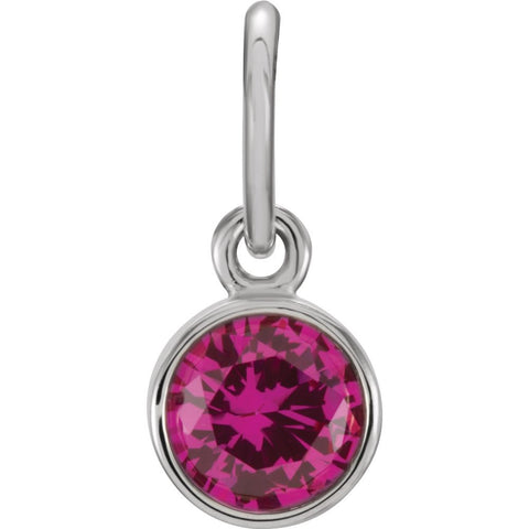 Sterling Silver Imitation Ruby Birthstone Charm
