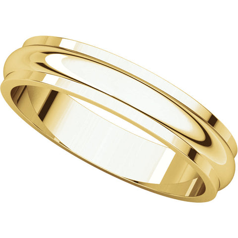 14k Yellow Gold 4mm Half Round Edge Band, Size 6