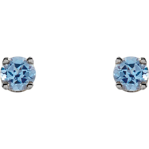14k White Gold Swiss Blue Topaz Youth Earrings