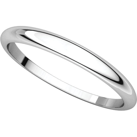 14k White Gold 2.5mm Half Round Tapered Band, Size 7