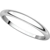 14k White Gold 2.5mm Half Round Tapered Band, Size 7