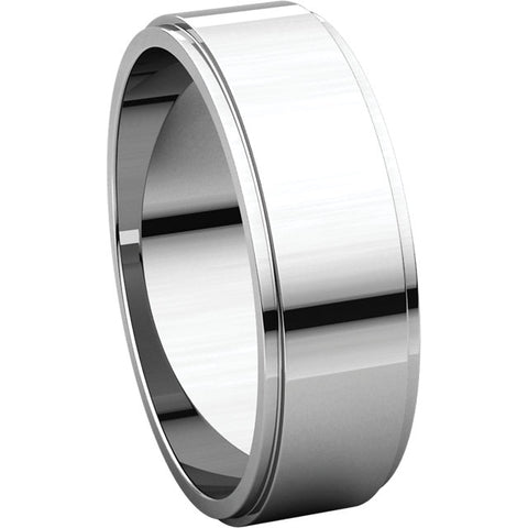 Sterling Silver 6mm Flat Edge Band, Size 10